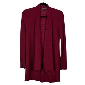 Eileen Fisher Classic Wool Long Sleeve Open Front Ribbed Knit Cardigan Medium